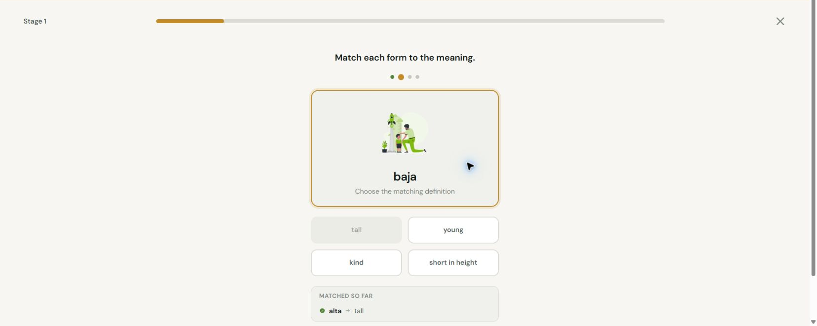 A real Langsly Spanish lesson exercise