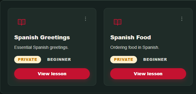 Complete Langsly teacher lesson management view